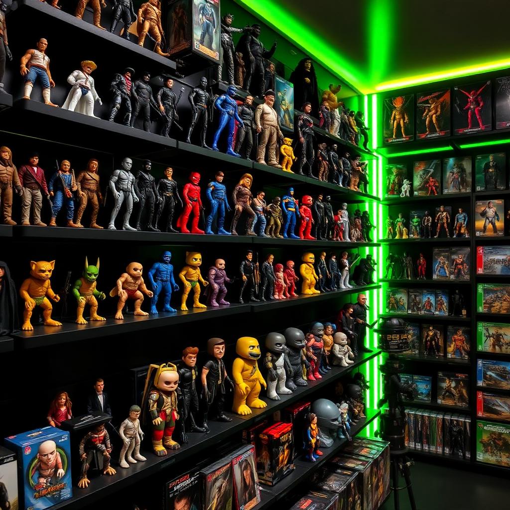 Wall of collectable action figures